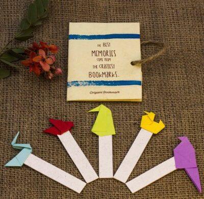 Origami Bookmark with book